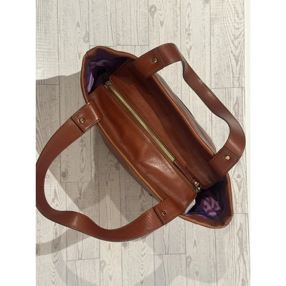 Vintage Kate Spade saddle brown leather tote Shoulder Bag purse Medium 15x10